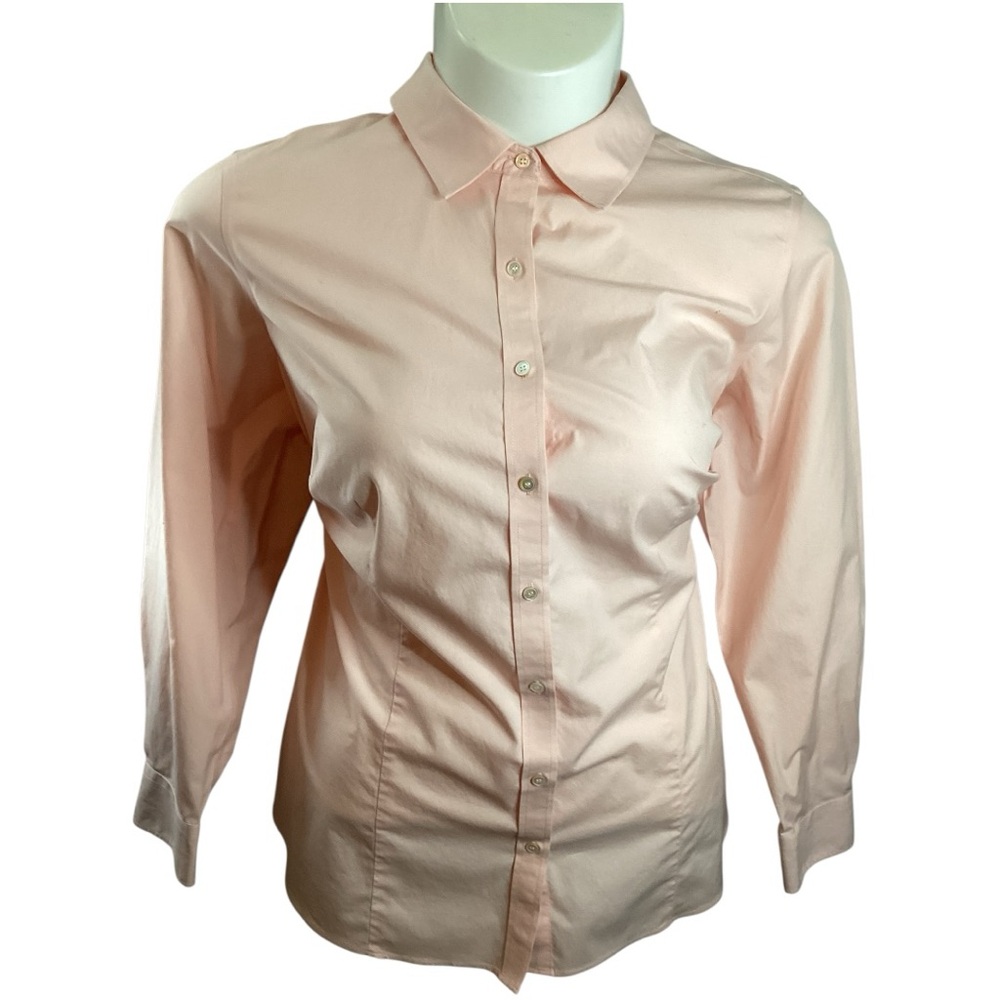 Talbots Peach Button Down Top, Plus Size 18 - Picture 2 of 9